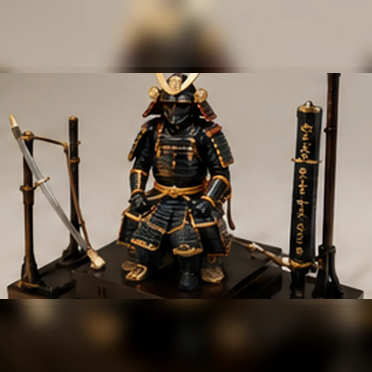 甲冑と剣と盾のミニチュア展示